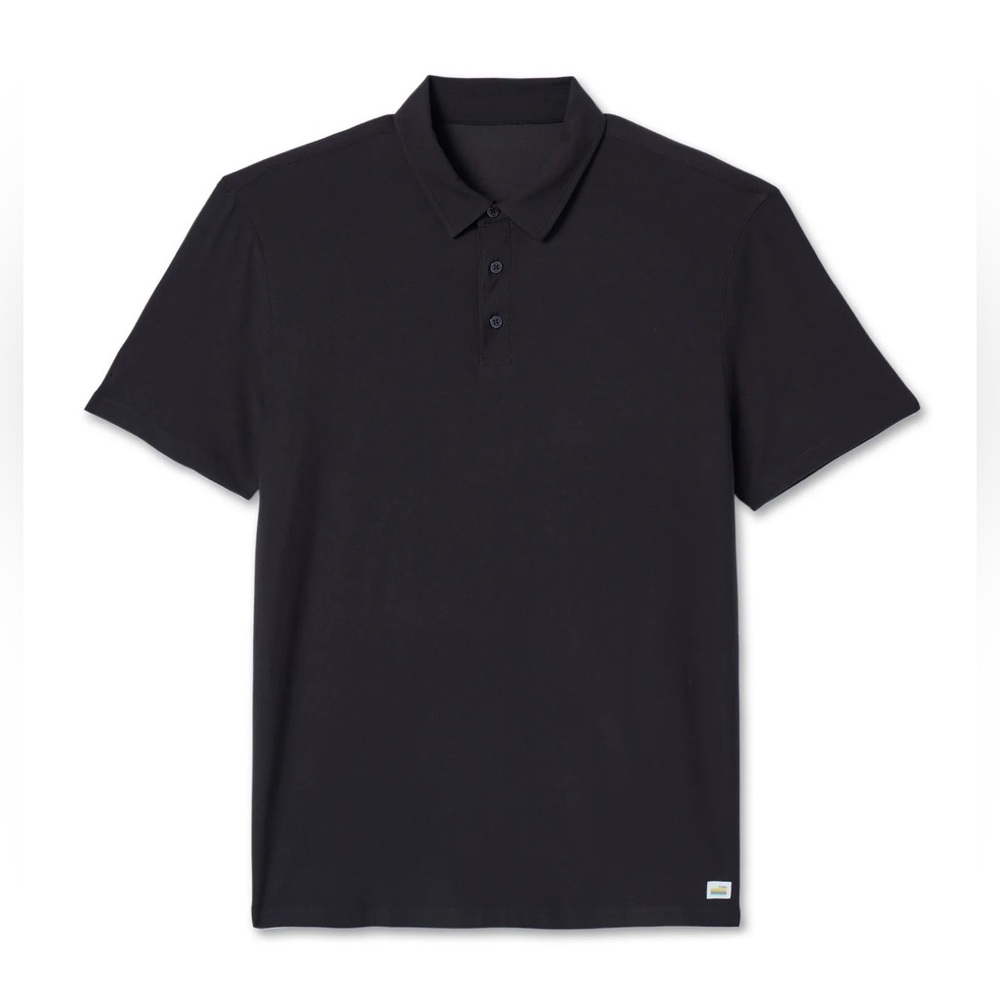 Vuori Strato Tech Performance Knit Polo Black Medium Golf Athleisure Casual
